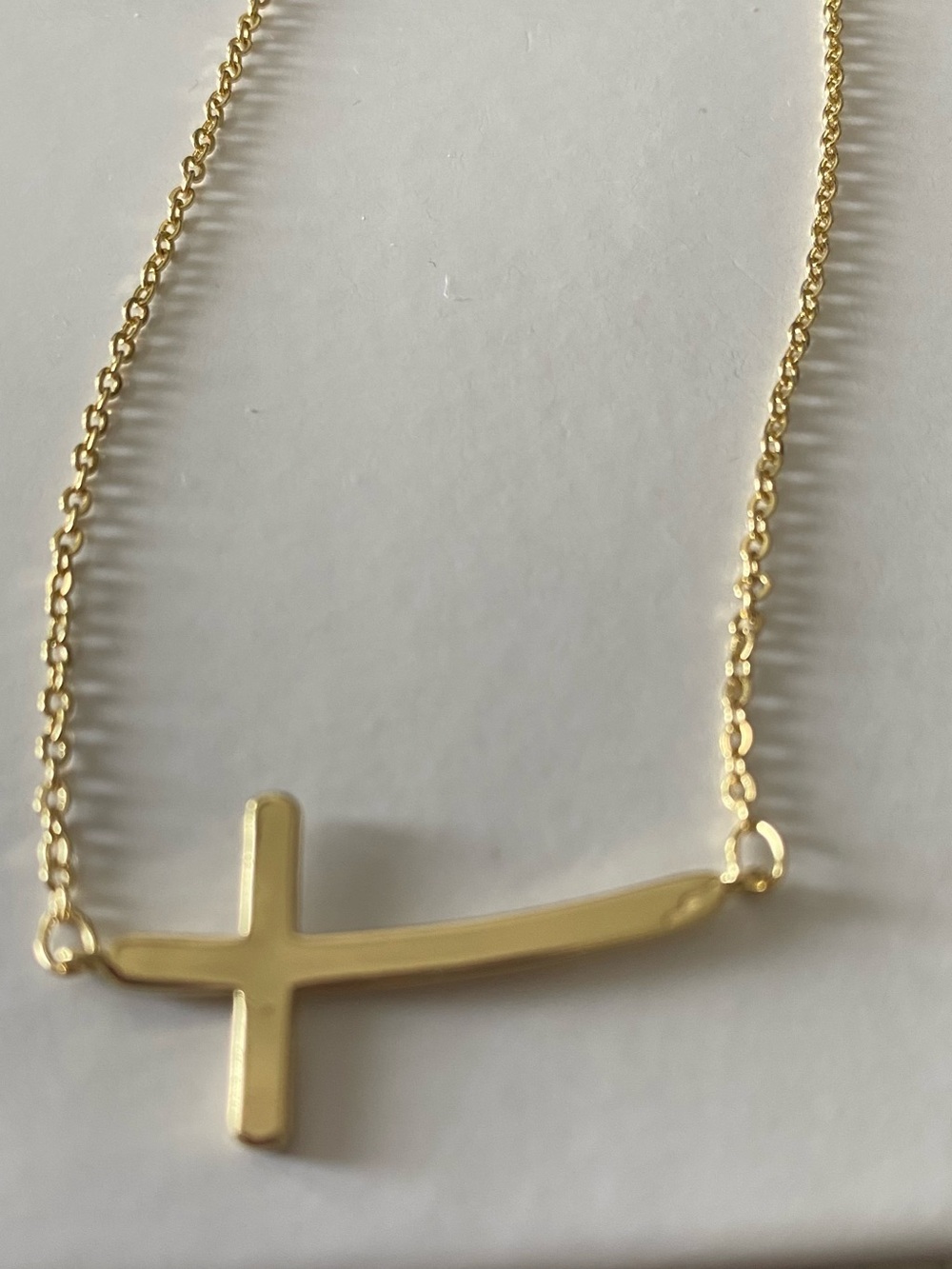 Gold Sideways Cross Necklace l